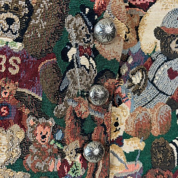 Vintage teddy bear vest jaquard waistcoat - Picture 6 of 14